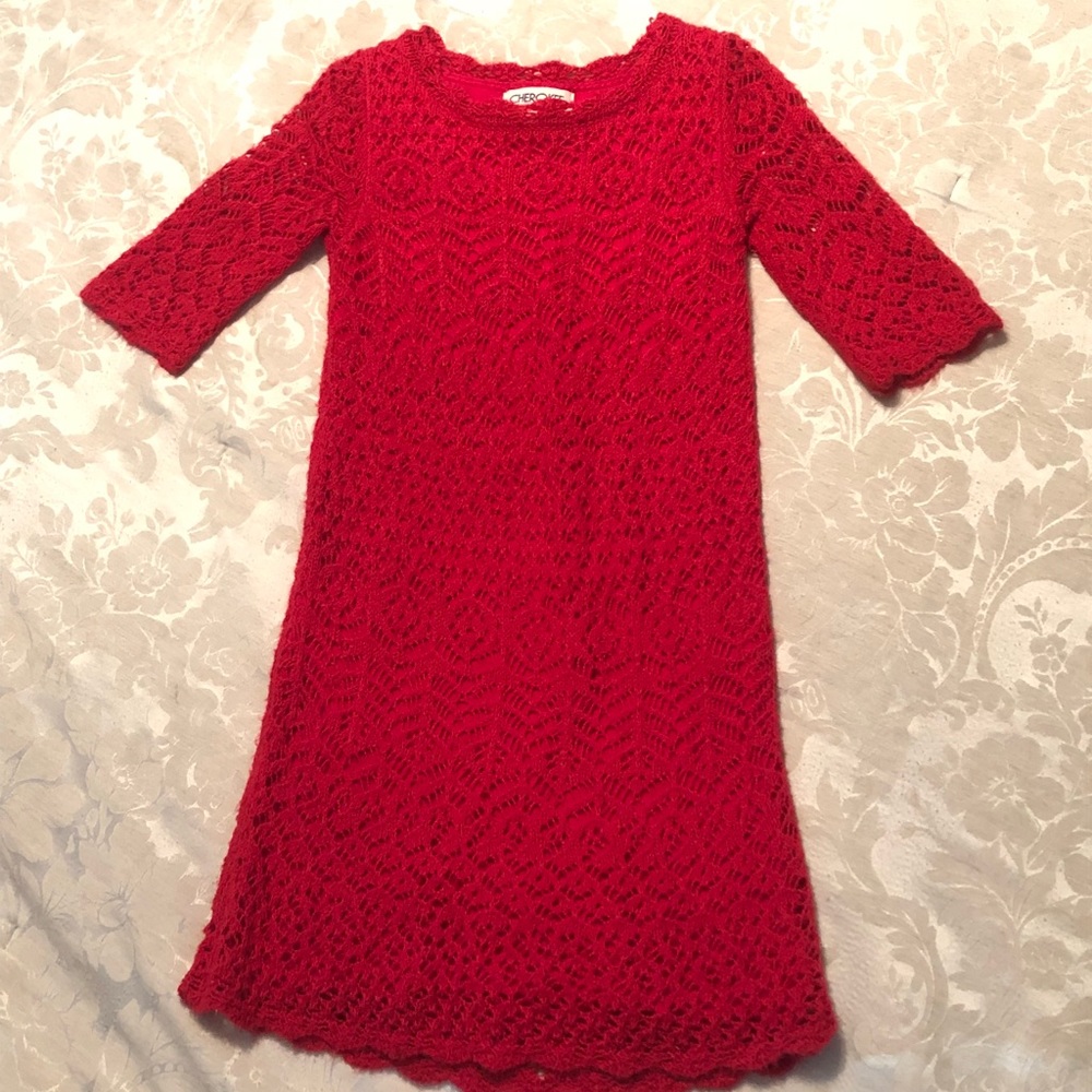 Girls Cherokee Red Dress XS (4-5)